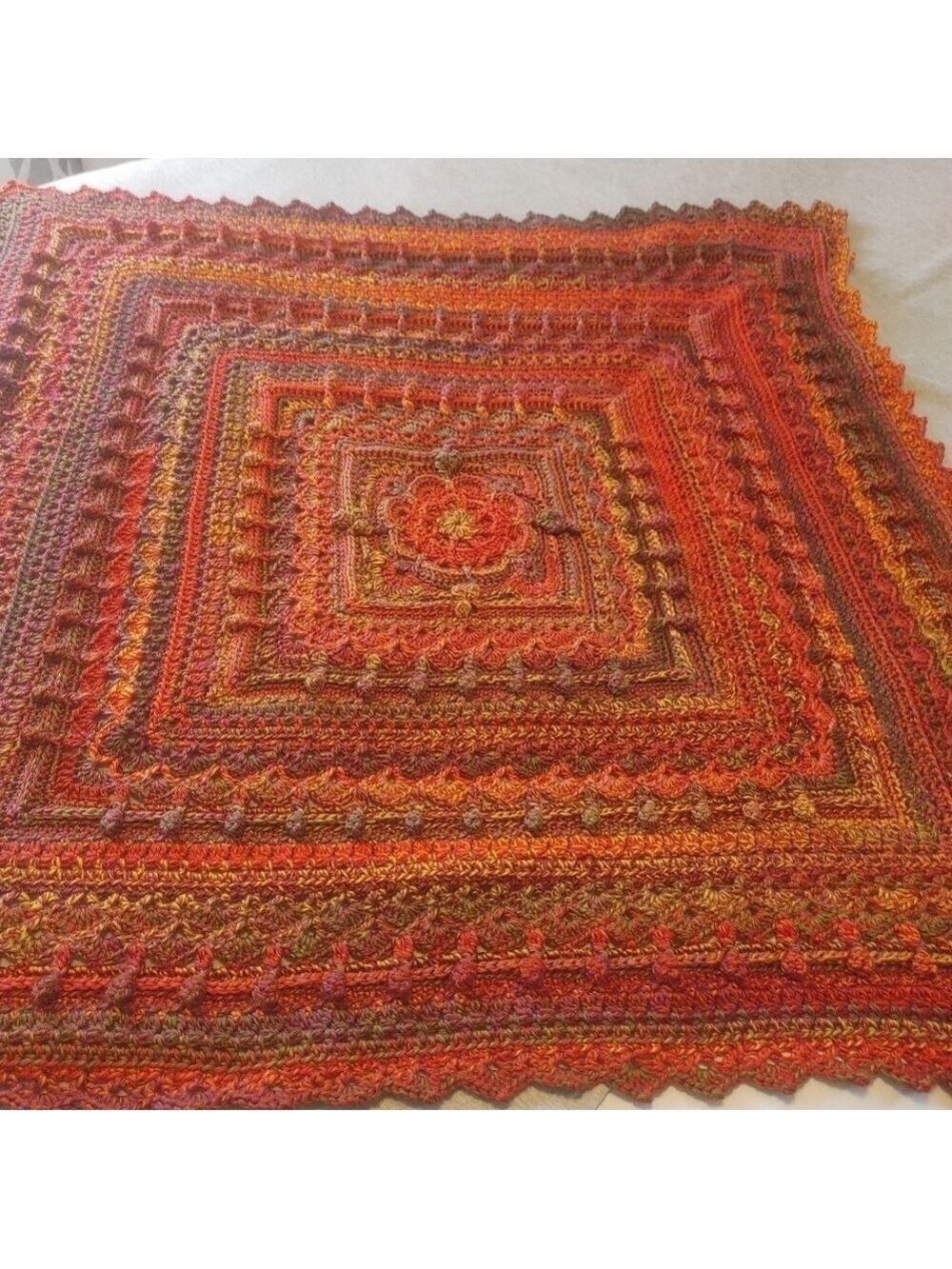 Autumn Coloring Handmade Crocheted Acrylic/Polyester Doodad Baby/Lap Blanket ~44